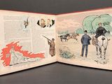 a open book with a picture of a man on a horse