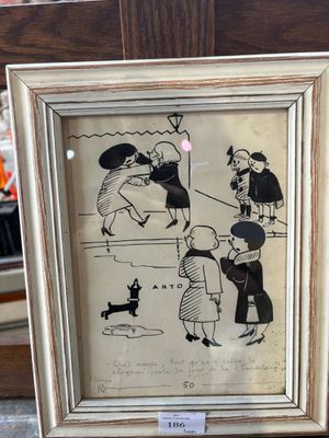 an old picture of a picture of a family with a dog and a cat