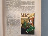 an open book with a picture of a man in a green suit