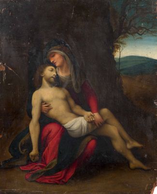 une image représentant un tableau où l'on voit une femme en train d'enlacer un homme