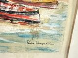 a painting of a couple of boats on the water