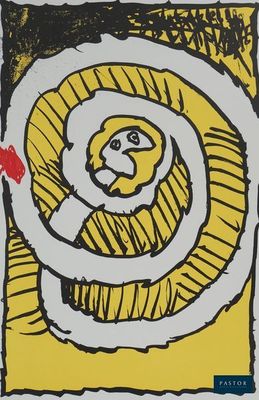 une image représentant un dessin en jaune et noir représentant une spirale