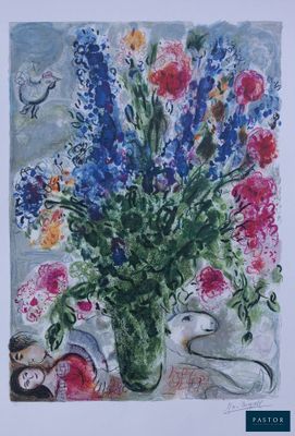 une peinture de fleurs dans un vase sur une table