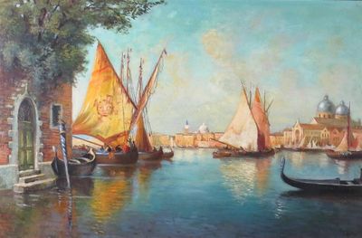 C. Hutin. Vue de Venise. HSPanneau. - Photo 1