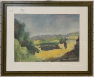 peinture d'un paysage dans un cadre accroché au mur