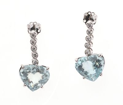 Paire de PENDANTS d'OREILLES en or gris 750 °/°° orné de deu…