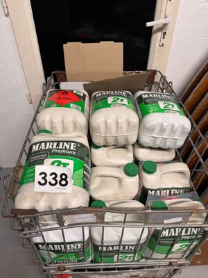 a cart full of milk and eggs sitting on the floor