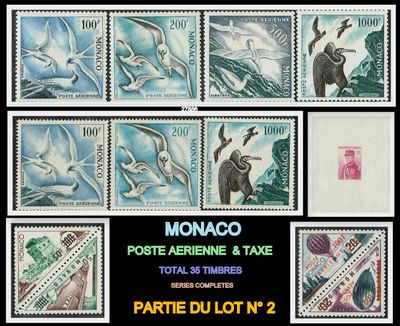 Les timbres représentent différents animaux et oiseaux sur fond noir.