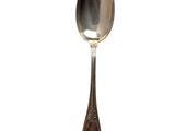 silver spoon with a spoon handle on a white background