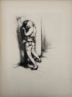 an image of a drawing of a person leaning against a wall