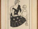 an image of a drawing of a woman sitting on a chair next to a child