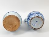 pair of chinese blue and white porcelain vases on white background