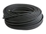 a close up of a black hose on a white background