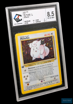 une image d'une carte Pokémon dans un étui en plastique