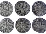 six pièces d'argent anciennes datant du Moyen Âge