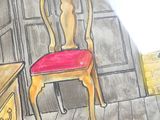 le dessin d'une chaise dans un coin de la pièce