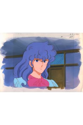 une photo d'une femme aux cheveux bleus portant un t-shirt rose