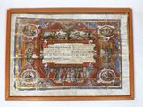 an old manuscript with a picture of a man and a woman on it