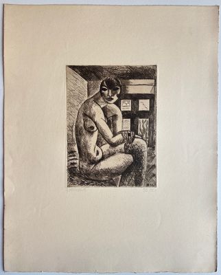 a black and white drawing of a man sitting in front of a window