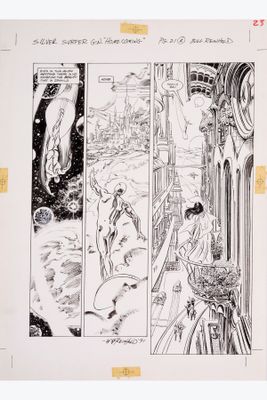 un dessin en noir et blanc tiré d'une bande dessinée représentant une femme en robe