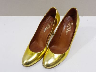 MICHEL VIVIEN - Taille 39 - Escarpins en cuir doré - Occasio…