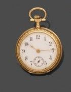 une image représentant une montre de poche en or sur fond gris