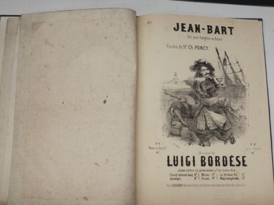an old book with a drawing of a man sitting on a bench