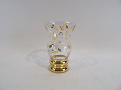 VERRERIE DE MONACO, Vase en verre à décor de dorure et de fl…