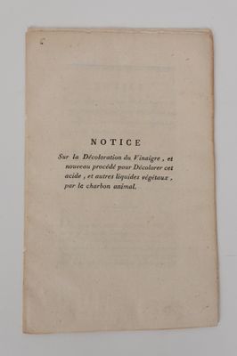 FIGUIER (Pierre): Notice sur la décoloration du vinaigre…Mon…