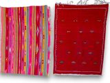 deux morceaux de tapis rouges et roses sur fond blanc