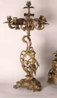 Garniture de cheminée en bronze ciselé et doré composée d'un… (photo 6)