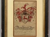 an image of a framed picture of a man riding a horse