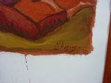 a painting of a piece of meat on a table