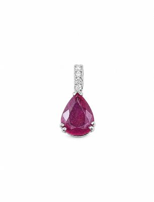 un pendentif en rubis et diamants en forme de poire sur fond blanc