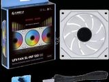 un gros plan sur le carton d'un boîtier d'ordinateur équipé d'un ventilateur