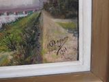a picture of a painting of a country road