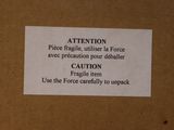 a sign on a box stating that the package is not in the package