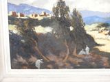 a picture of a painting of sheep in a field