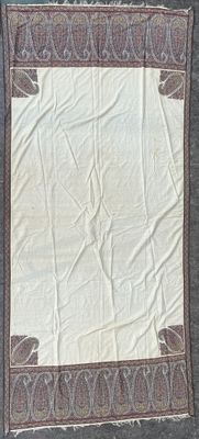an image of a white and brown rug with a brown border