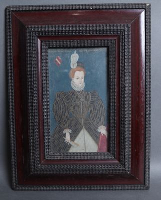painting of a woman in a black dress with a red hat and a red purse