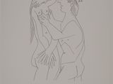 un dessin représentant un homme et une femme qui s'embrassent sur fond blanc
