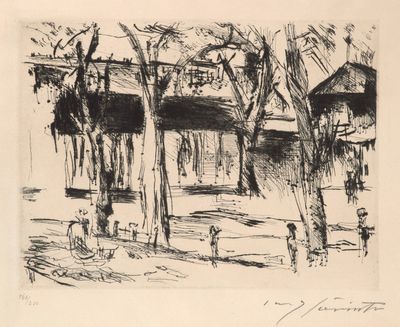 an image of a black and white drawing of people in a park