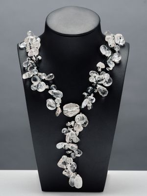Collier en perles facettées de cristal de roche et quartz in…