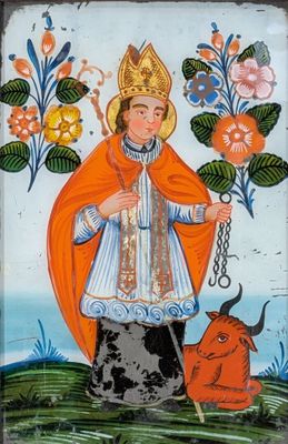 an image of a painting of a woman with a goat
