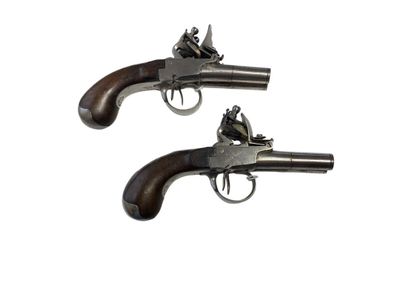 Paire de pistolet double à coffre à silex