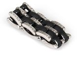 black and white enamel and diamond - encrusted link brooch