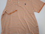 polo rayé orange et blanc