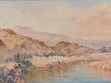 une image représentant un tableau d'une rivière dans le désert