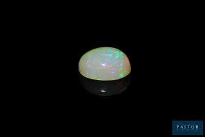 a white oplite in a black background