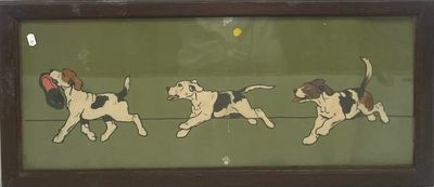 une photo d'une photo représentant un chien qui court en laisse